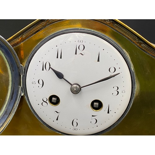 1172 - Brass mantle clock with white ceramic face, made in France.