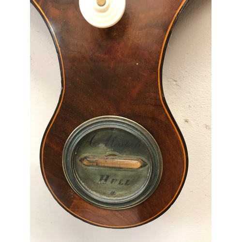 1173 - Mahogany banjo barometer by Maspoli of Hull 100cm h.