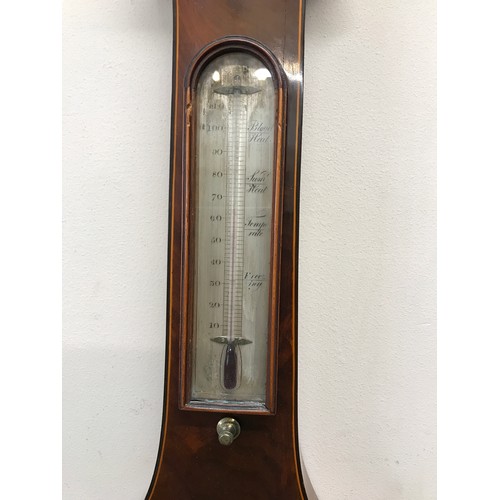 1173 - Mahogany banjo barometer by Maspoli of Hull 100cm h.