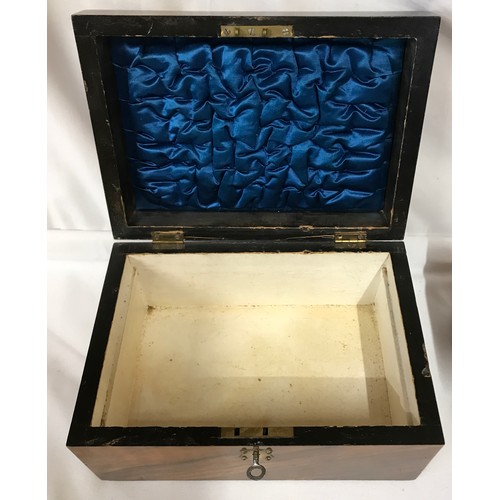 996 - Collection of four wooden boxes to include 19thC box with brass handle and cushioned inner lid with ... 