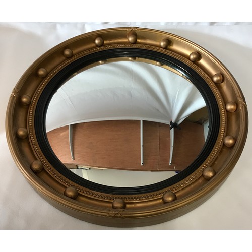 1130 - Pair of vintage Convex wall mirrors 47cm diameter with black inner trim.