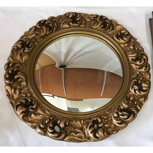 1135 - Three contemporary mirrors two gilt framed largest round one 46cm diameter, oblong gilt 45 x 39cm an... 