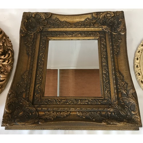 1135 - Three contemporary mirrors two gilt framed largest round one 46cm diameter, oblong gilt 45 x 39cm an... 