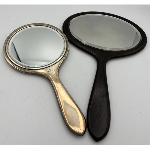 776 - Two hand mirrors, one silver and tortoiseshell, Birmingham 1926 maker Daniel manufacturing company, ... 