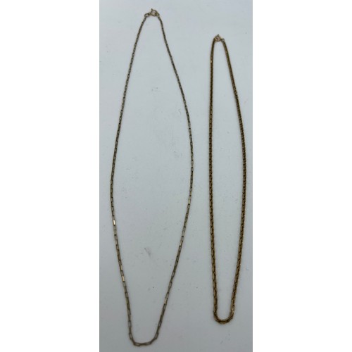 614 - Two 9 carat gold chain necklaces. Total weight 8.1gm.