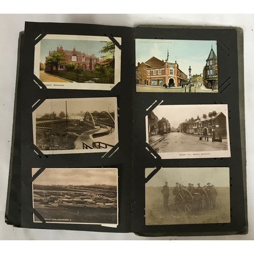 1224 - Three albums (all partially filled) displaying postcards some early 20thC and some photographs.