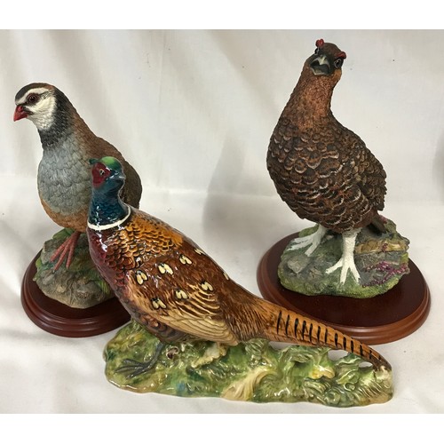 1012 - Two Border Fine Arts models Red Grouse A1279, Partridge A0660 along with a Beswick Pheasant 1225.