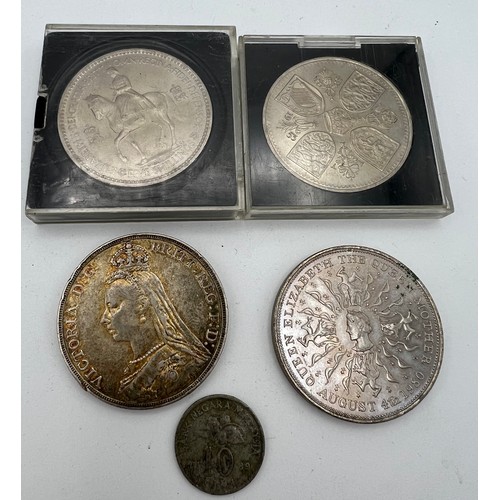 669 - Coins  to include 1889 Victorian Crown, two 1953 five shillings etc.