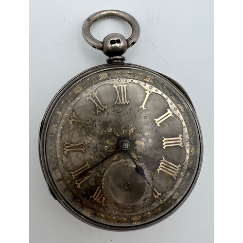 957 - Silver cased pocket watch with silvered dial. London 1877.