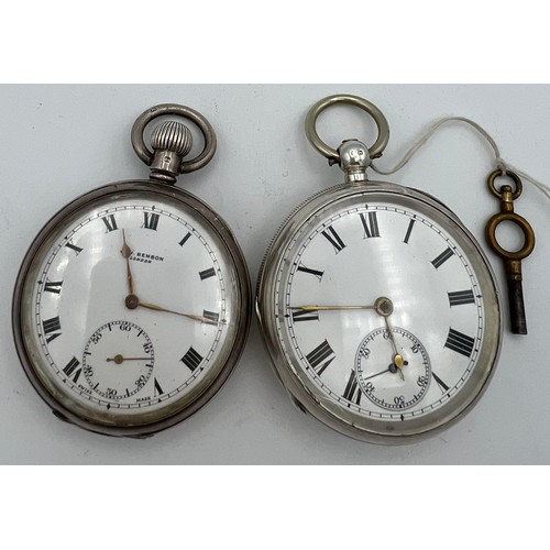 961 - Two silver cased pocket watches. London 1937 W Benson to case and Birmingham 1891.