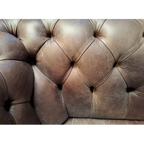 161 - Stanhope chesterfield leather sofa and chair in colour Concrete Expresso. Chair 76cmh x 131w x 99d. ... 