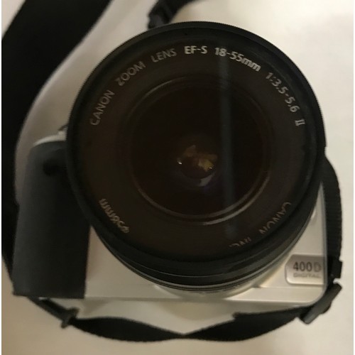 1166 - A Canon EOS 400D with EF 18-55 3.5-5.6 II lens with original box along with a Canon zoom lens EF 75-... 