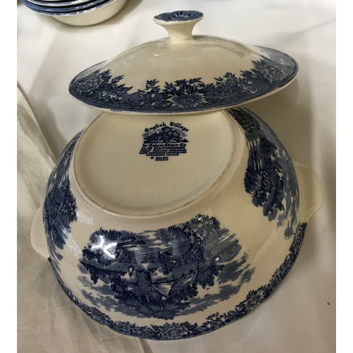 276 - Large selection of blue and white pottery, various makers, to include a matching set of English Vill... 