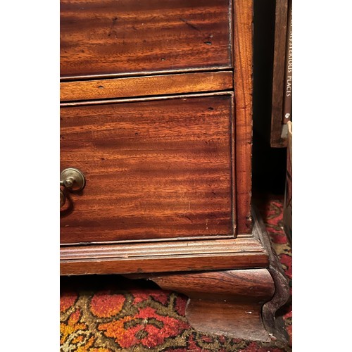 180 - A 19thC Mahogany Bureau Bookcase on ogee bracket feet and astragal glazed doors to top 102 w x 57 d ... 