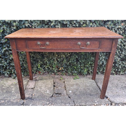 172 - A 19thC oak side table with single drawer to front. 70 h x 96 w x 47cm d.