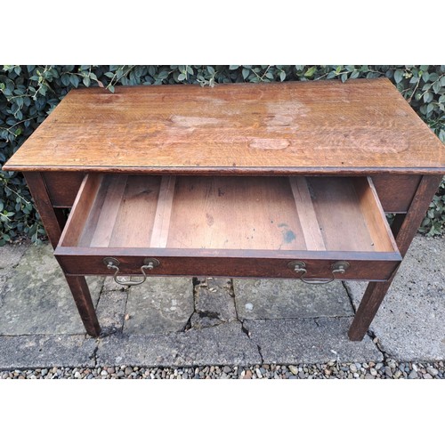 172 - A 19thC oak side table with single drawer to front. 70 h x 96 w x 47cm d.