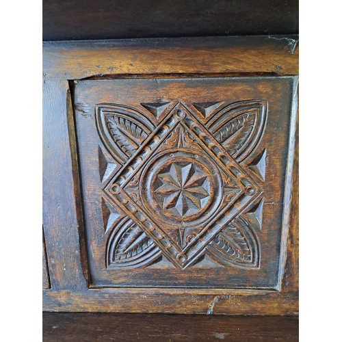 173 - A 19thC oak court cupboard. 168 h x 126 w x 55cm d.