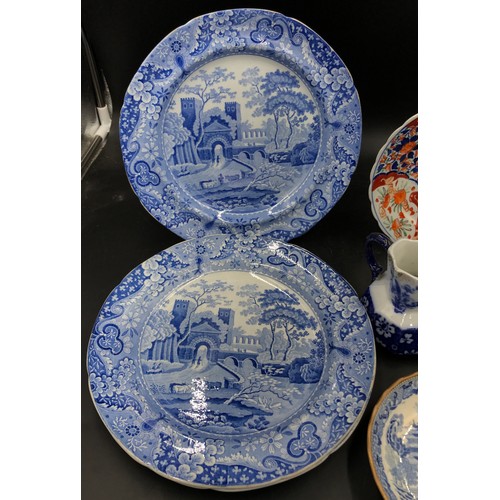 279 - Various 19thC blue and white ceramics comprising oriental design jug, plate, dish and lidded vase 12... 