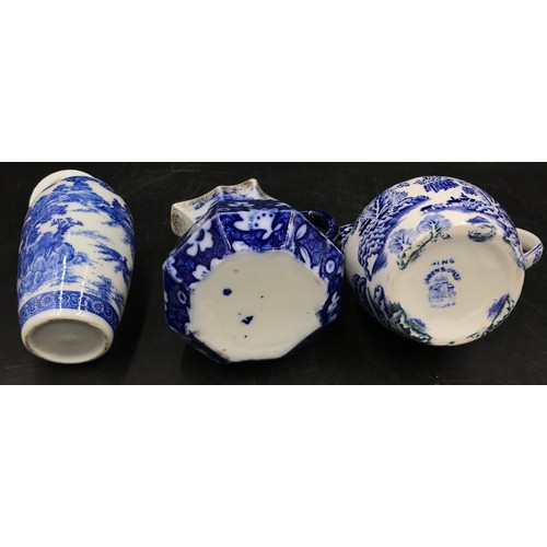 279 - Various 19thC blue and white ceramics comprising oriental design jug, plate, dish and lidded vase 12... 