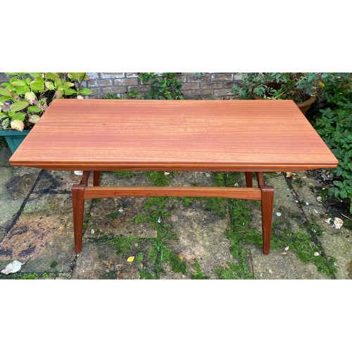 168 - Mid-century design - a retro Danish teak metamorphic table in the style of Trioh. Highest 70cm, coff... 