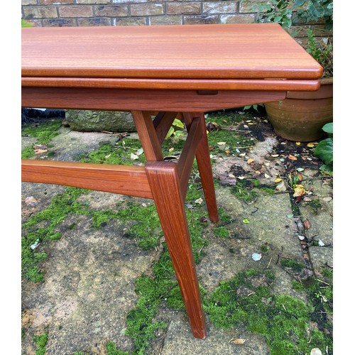 168 - Mid-century design - a retro Danish teak metamorphic table in the style of Trioh. Highest 70cm, coff... 