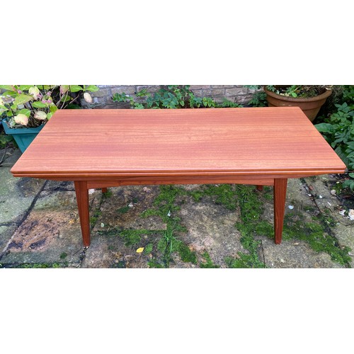 168 - Mid-century design - a retro Danish teak metamorphic table in the style of Trioh. Highest 70cm, coff... 