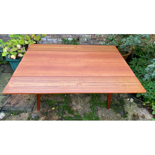 168 - Mid-century design - a retro Danish teak metamorphic table in the style of Trioh. Highest 70cm, coff... 