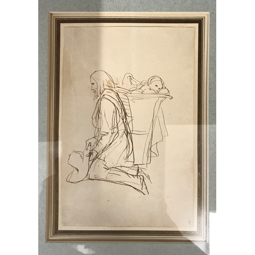 1551 - A pair of pen and ink figure sketches both attributed to Edwin Henry Landseer RA, British 1802-1873.... 