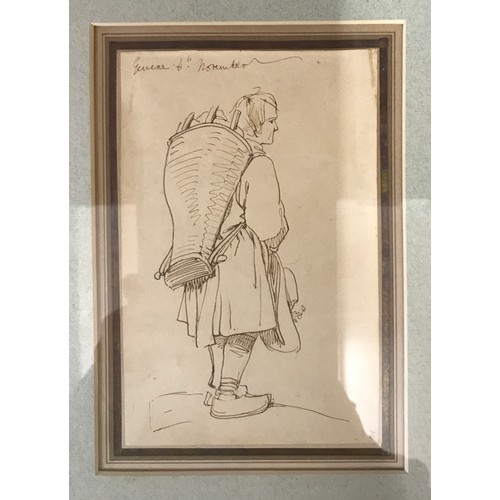 1551 - A pair of pen and ink figure sketches both attributed to Edwin Henry Landseer RA, British 1802-1873.... 