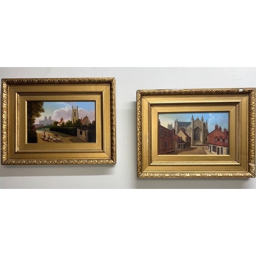 1552 - James Burras English School 19thC, Beverley Minster and St. Nicholas Church, Beverley, pair of oil o... 