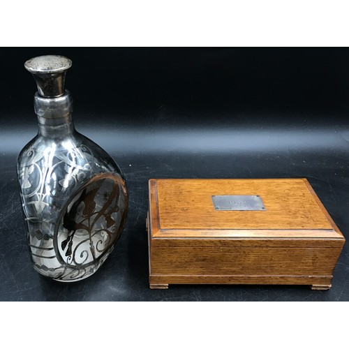 475 - A silver overlaid Haig whiskey decanter of dimpled form with silver hallmarked stopper 23cm h togeth... 