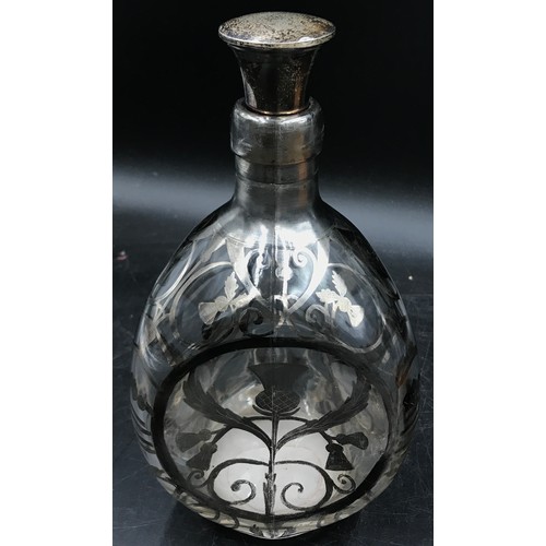 475 - A silver overlaid Haig whiskey decanter of dimpled form with silver hallmarked stopper 23cm h togeth... 