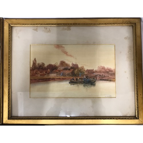 1554 - A. Meredith, two watercolours of river scene with boats, pencil signed lower right 22 x 35cm togethe... 