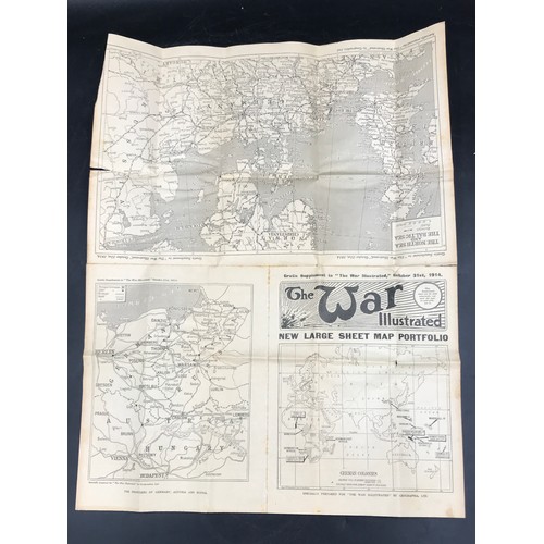 1251 - A miscellaneous lot to include a WWI newspaper war map of western Europe, 9x WWI period postcards, a... 