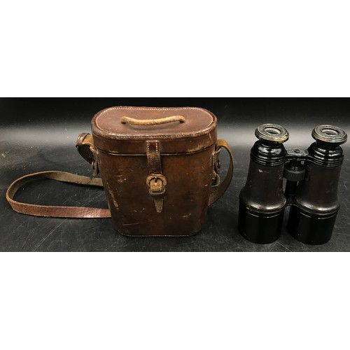 1252 - Early binoculars by Gregory and Co, Strand, London to 'The National Rifle Association' in its leathe... 