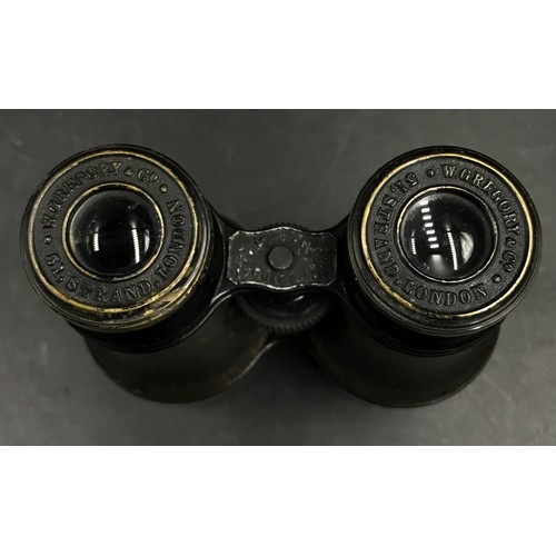 1252 - Early binoculars by Gregory and Co, Strand, London to 'The National Rifle Association' in its leathe... 