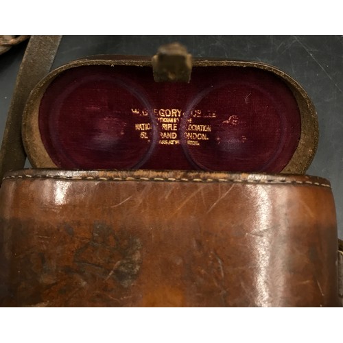 1252 - Early binoculars by Gregory and Co, Strand, London to 'The National Rifle Association' in its leathe... 