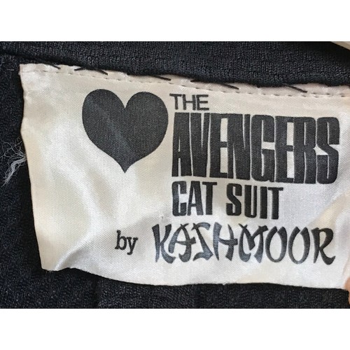 940 - A 1960's Kashmoor Avengers catsuit stitched with nylon thread and white stripes to side. approx. 150... 