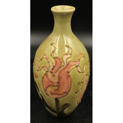 392 - Lisa B Moorcroft, a vase with tulip decoration 17cm high