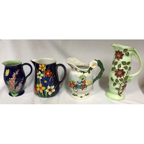 394 - Selection of four jugs tallest 27.5cm three by Maling and one by Shorter and Sons Ltd with E Knitter... 