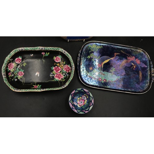 396 - A collection of Maling ceramics to include three octagonal plates 23 d, oblong tray depicting two st... 