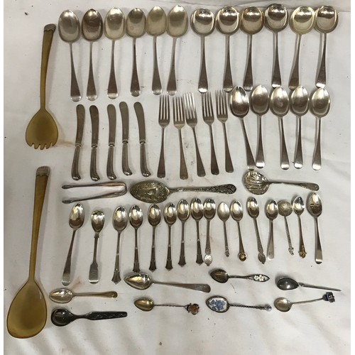 708 - A large collection of silver cutlery mainly Sheffield. Butter knives with EPNS blade but silver hand... 