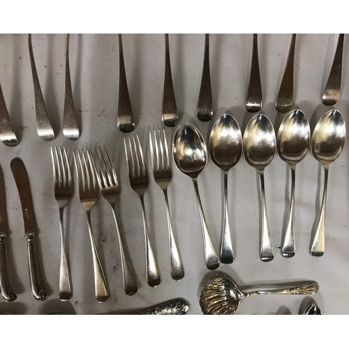 708 - A large collection of silver cutlery mainly Sheffield. Butter knives with EPNS blade but silver hand... 