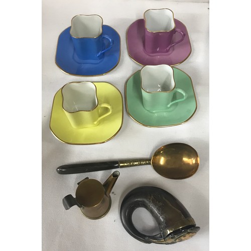 367 - A miscellaneous lot to include a set of four coloured Richard Ginori espresso cups, a speckled potte... 