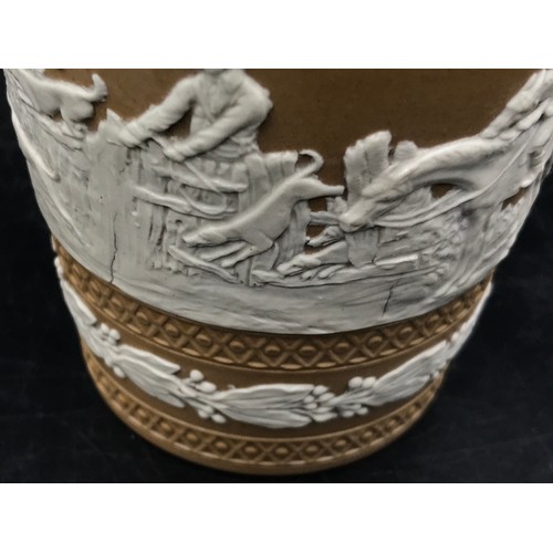 372 - A Copeland late Spode sprigged jug and two cups all with matching hunting scene and impression to ba... 