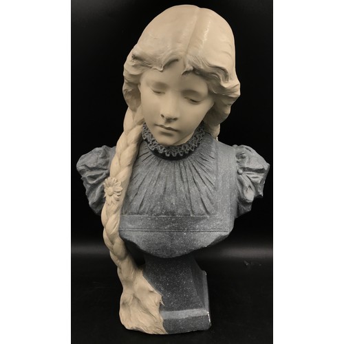 1249 - A Richard Aurili (1834-1914) 'Girl with braid' Art Nouveau bust marked 560 to back approx. 55h x 36w... 