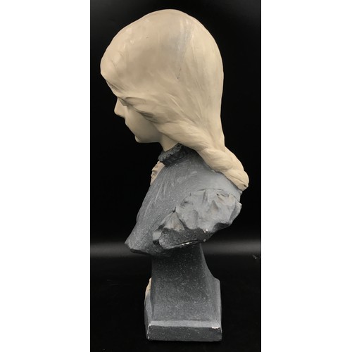 1249 - A Richard Aurili (1834-1914) 'Girl with braid' Art Nouveau bust marked 560 to back approx. 55h x 36w... 