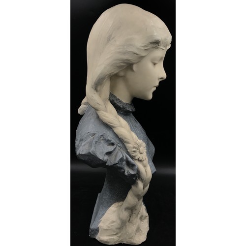 1249 - A Richard Aurili (1834-1914) 'Girl with braid' Art Nouveau bust marked 560 to back approx. 55h x 36w... 