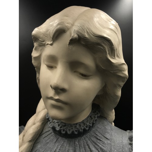 1249 - A Richard Aurili (1834-1914) 'Girl with braid' Art Nouveau bust marked 560 to back approx. 55h x 36w... 