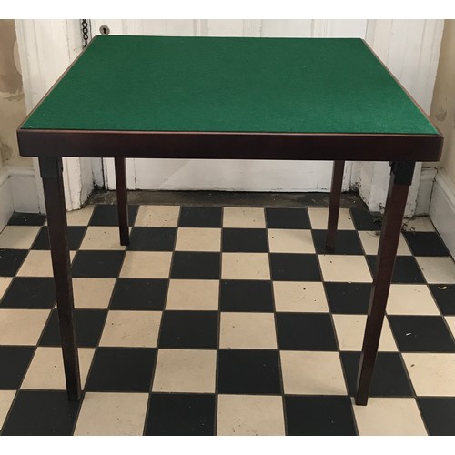 30 - A folding card table with green baize top 76cm square x 67cm h, Green Brothers.
